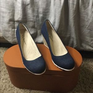 Navy blue wedge heels